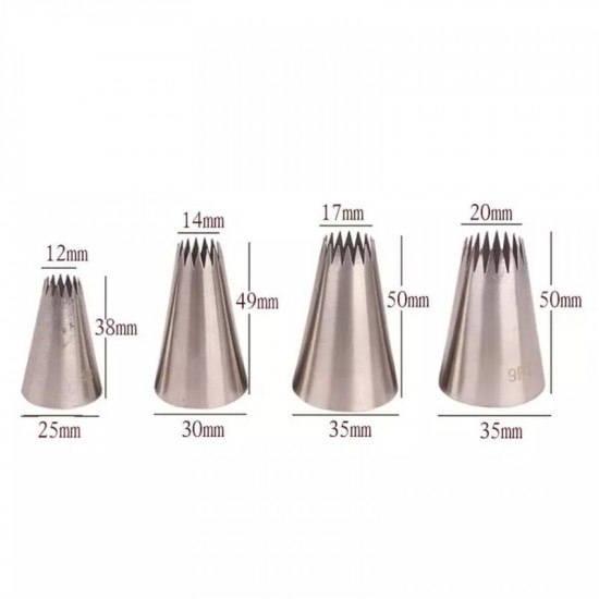 Russian Nozzles Open Star Tips Set of 4 Pcs