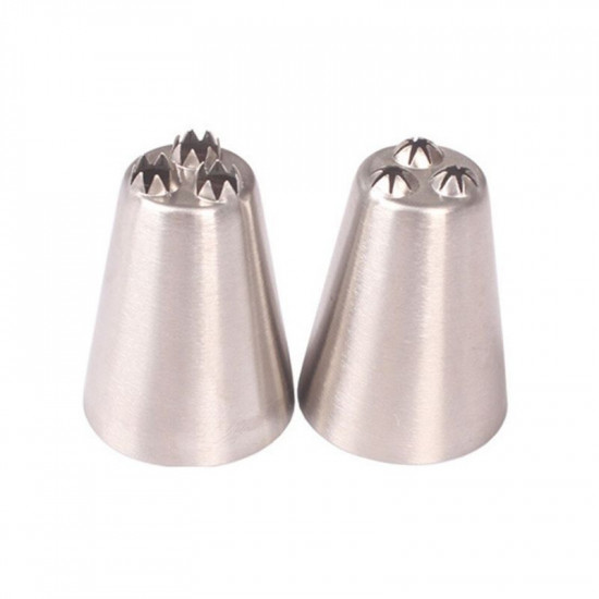 Russian Nozzles Triple Star Icing Tips Set of 2 Pcs