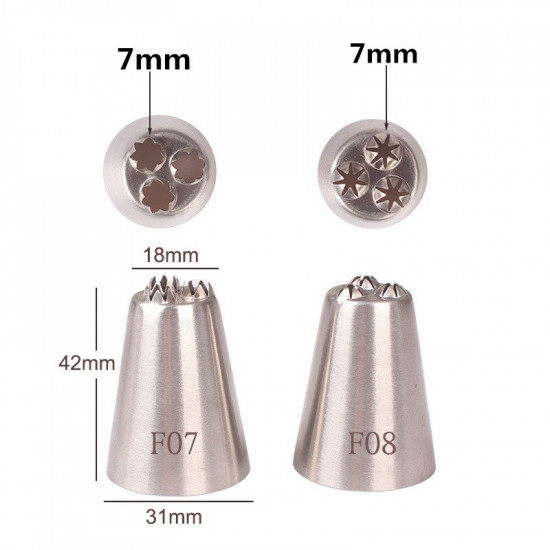 Russian Nozzles Triple Star Icing Tips Set of 2 Pcs