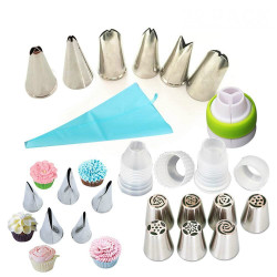 Russian Nozzles Set With Couplers & Icing Bag (22 Pieces Pack)