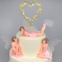 Pink Fairy With Wings Plastic Toys for Cake Decoration (Set of 3)