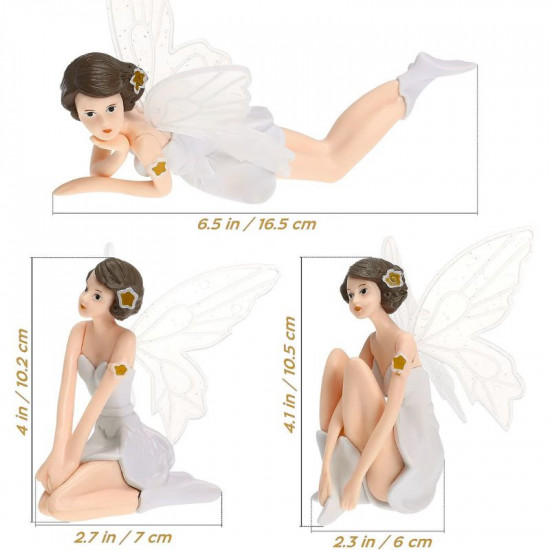 Pink Fairy With Wings Plastic Toys for Cake Decoration (Set of 3) Pink Fairy With Wings Plastic Toys for Cake Decoration (Set of 3)