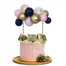 Pink Gold Confetti Balloon Cake Topper