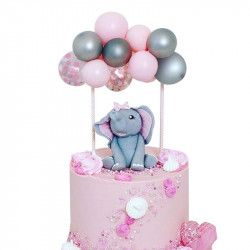 Pink Grey Confetti Balloon Cake Topper