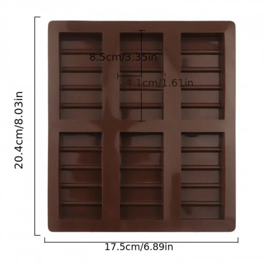 Rectangular Chocolate Bar 6 Cavity Silicone Mould