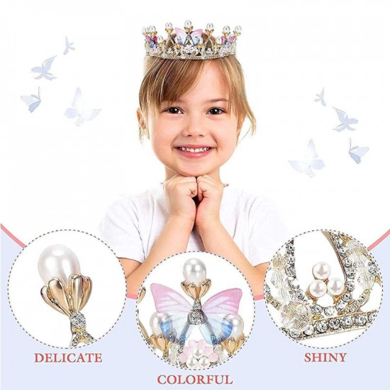 Rhinestone Pearl Butterfly Tiara Crown