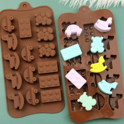 Rocking Horse, Car, Toy Brick and Teddy Bear Silicone Chocolate Mould