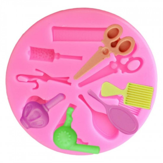 Barber Tools Combs Scissors Hair Dryer Silicone Fondant Mould