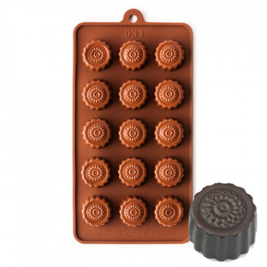 Fluted Round With Flower Silicone Chocolate Mould