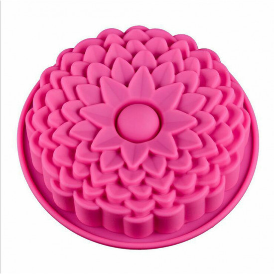 Chrysanthemum Flower Shape Silicone Cake Mould (Random Colour)