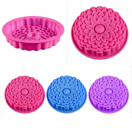 Chrysanthemum Flower Shape Silicone Cake Mould (Random Colour)