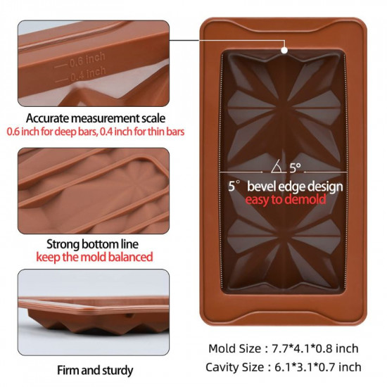 Chocolate Bar Silicone Mould - Squared Star (Style 7)