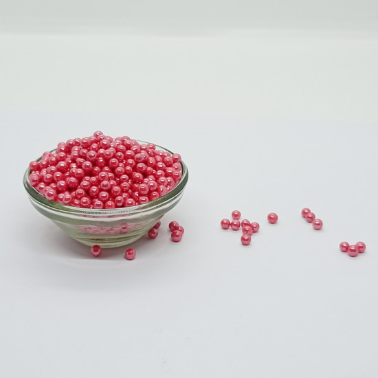 Coral Red Sugar Pearl Beads (2 mm)