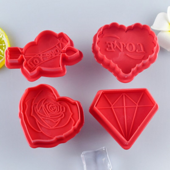 Valentine Theme Cookie Cutter - Rose, Love Heart, Cupid Arrow and Diamond Shape