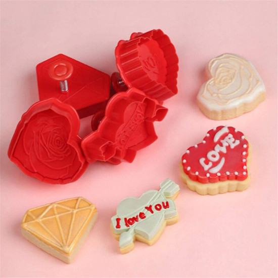 Valentine Theme Cookie Cutter - Rose, Love Heart, Cupid Arrow and Diamond Shape