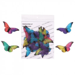 Vibrant Rainbow Medium Size Wafer Butterfly WPC - 39 (20 Pcs Pack) - Tastycrafts