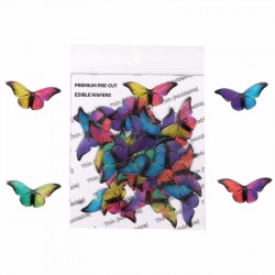 Vibrant Rainbow Small Size Wafer Butterfly WPC - 40 (35 Pcs Pack) - Tastycrafts