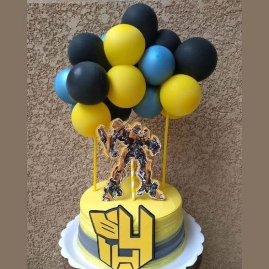 Yellow Blue Black Balloon Cake Topper