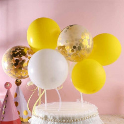 Yellow White Confetti Balloon Cake Topper