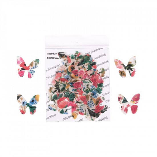 Abstract Red Wafer Butterflies WPC 15 (20 Pcs) - Tastycrafts Economy Pack