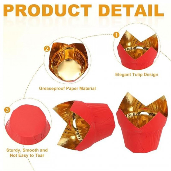 Aluminum Foil Tulip Baking Cups - White Gold