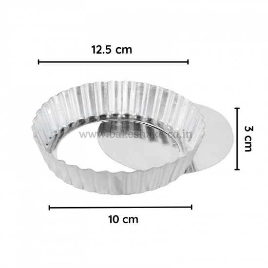 Aluminium Round Pie Dish Quiche Pan Tart Mould with Removable Bottom - 5 Inch