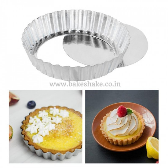 Aluminium Round Pie Dish Quiche Pan Tart Mould with Removable Bottom - 5 Inch