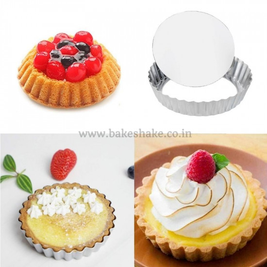 Aluminium Round Pie Dish Quiche Pan Tart Mould with Removable Bottom - 5 Inch