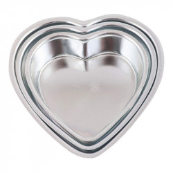 Heart Shape Aluminium Cake Mould - Set of 3