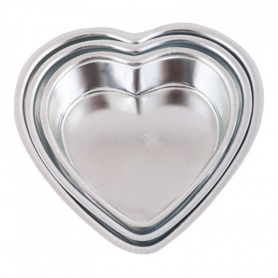 Heart Shape Aluminium Cake Mould - Set of 3