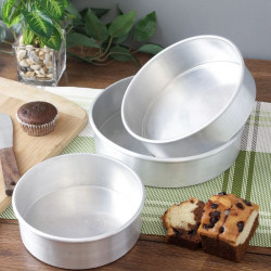 Round Shape Aluminium Cake Mould - Set of 3