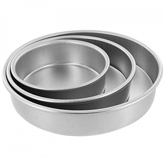 Round Shape Aluminium Cake Mould - Set of 3