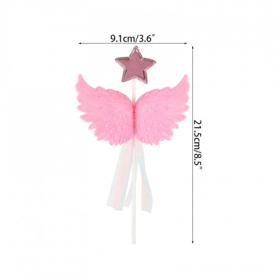 White Angel Wing With Star Cake Topper