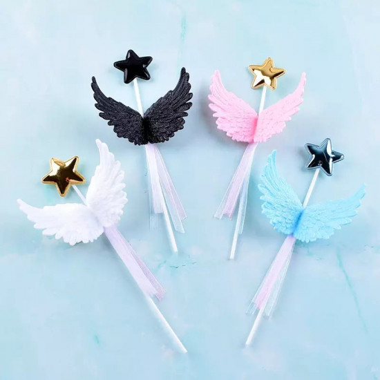 Blue Angel Wing With Star Cake Topper