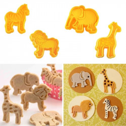 Elephant, Giraffe, Lion, Zebra Plunger Cutter