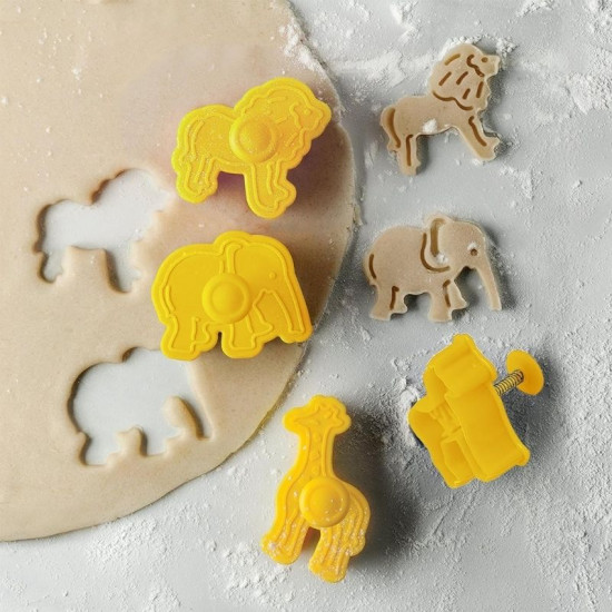 Elephant, Giraffe, Lion, Zebra Plunger Cutter