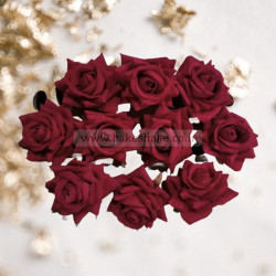 Artificial Red Velvet Roses For Cake Decoration (Pack of 10)