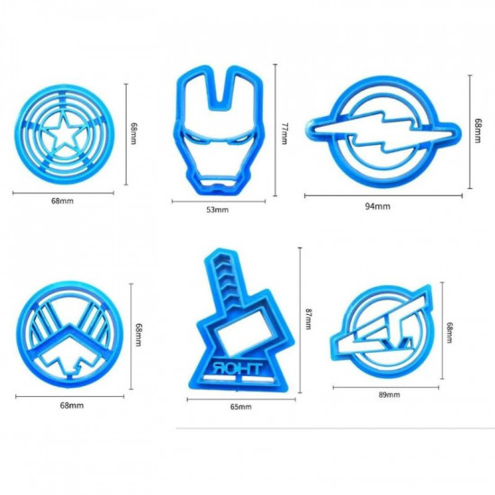 Avengers Fondant / Cookie Cutter Set of 6 Pcs