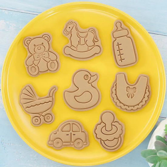 3D Cartoon Baby Birthday Cookies Cutters Embossing Baby Shower