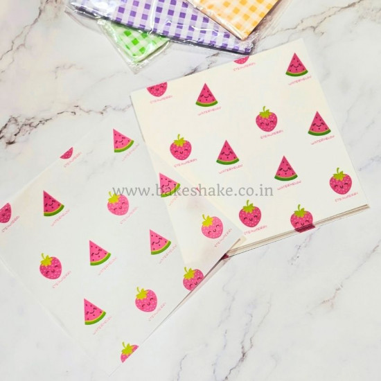 Bento Cake Food Paper Liners | Bento Cake Pad Paper - Strawberry Print
