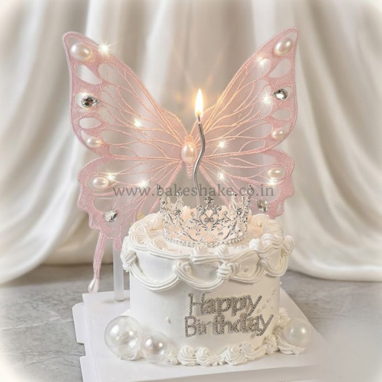 Big Butterfly with Led Lights for Cake Decor - Pink