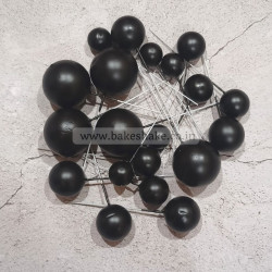 Black Faux Ball Toppers for Cake Decoration (20 Pcs) Matt Finish