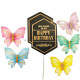 Happy Birthday Paper Cake Topper - Black (Set of 6 Pieces)