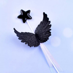 Black Angel Wing With Star Cake Topper