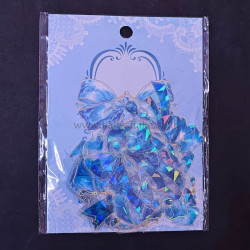 Holographic 3D Bow Stickers (20 Pieces) - Blue