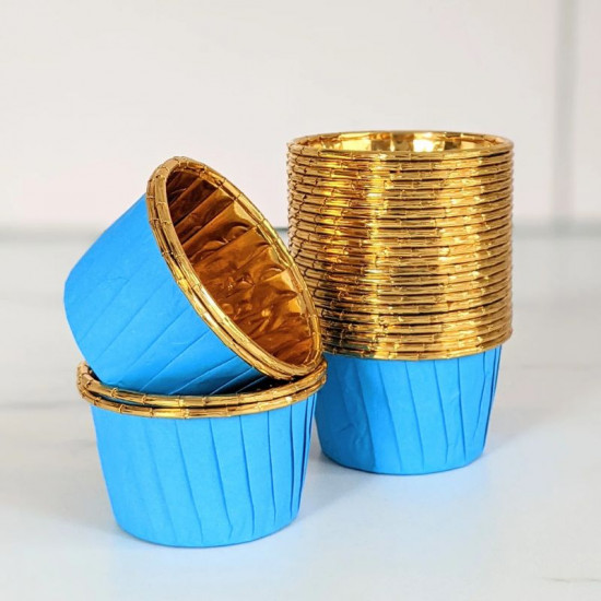 Blue Aluminium Foil Baking Cups / Muffin Cups (50 pieces)