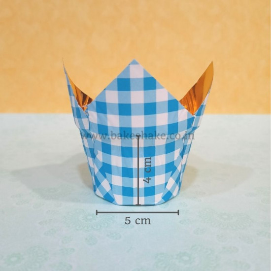 Blue Checks Tulip Cupcake Liners - 108