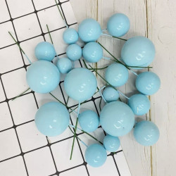 Blue Faux Ball Toppers for Cake Decoration (20 Pcs)