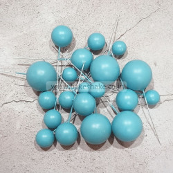 Blue Faux Ball Toppers for Cake Decoration (20 Pcs) Matt Finish