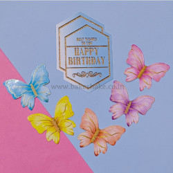 Happy Birthday Paper Cake Topper - Blue (Set of 6 Pieces)